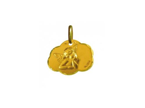 Médaille, Ange de Raphaël, Nuage,16 mm, Or jaune 18 carats