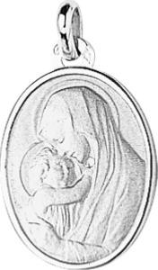 Médaille mère et l'enfant argent rhodié