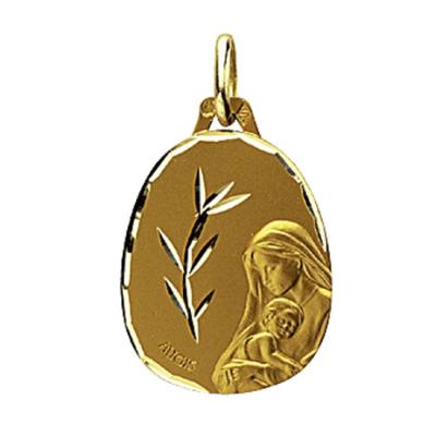 Médaille Vierge à l'Enfant Ovale 18 mm Or jaune