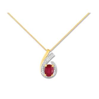 Collier rubis+diamant bicolore or 9 carats