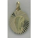 Médaille vierge Lucas Lucor  ovale fond soleil OR18 carats