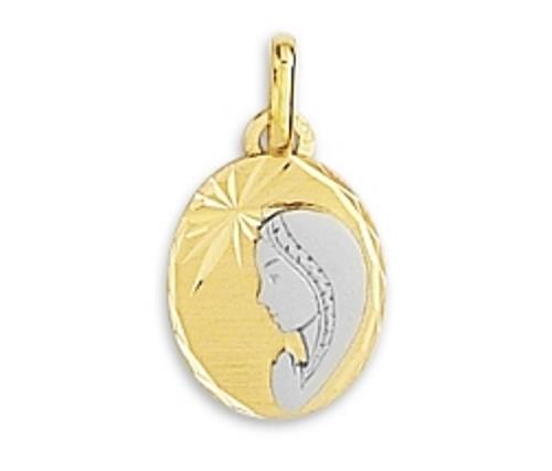 Médaille, Ovale, Vierge, Bicolore, OR 18 Carats,Lucas lucorR23