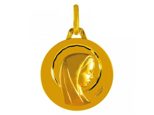 Médaille, Vierge Auréolée, 16mm,  Or jaune 18 Carats