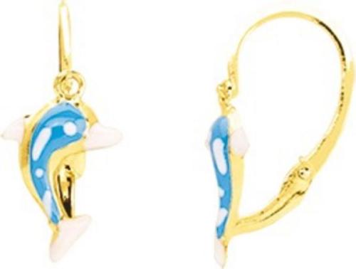Boucles d'oreilles dormeuse dauphin Or jaune 9 carats