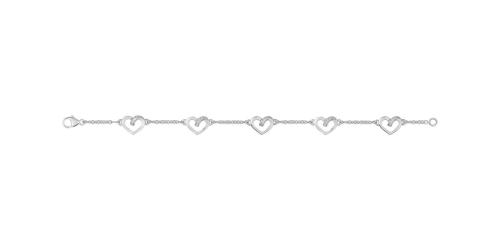 Bracelet Coeur Argent  Rhodié et Oxydes de Zirconium